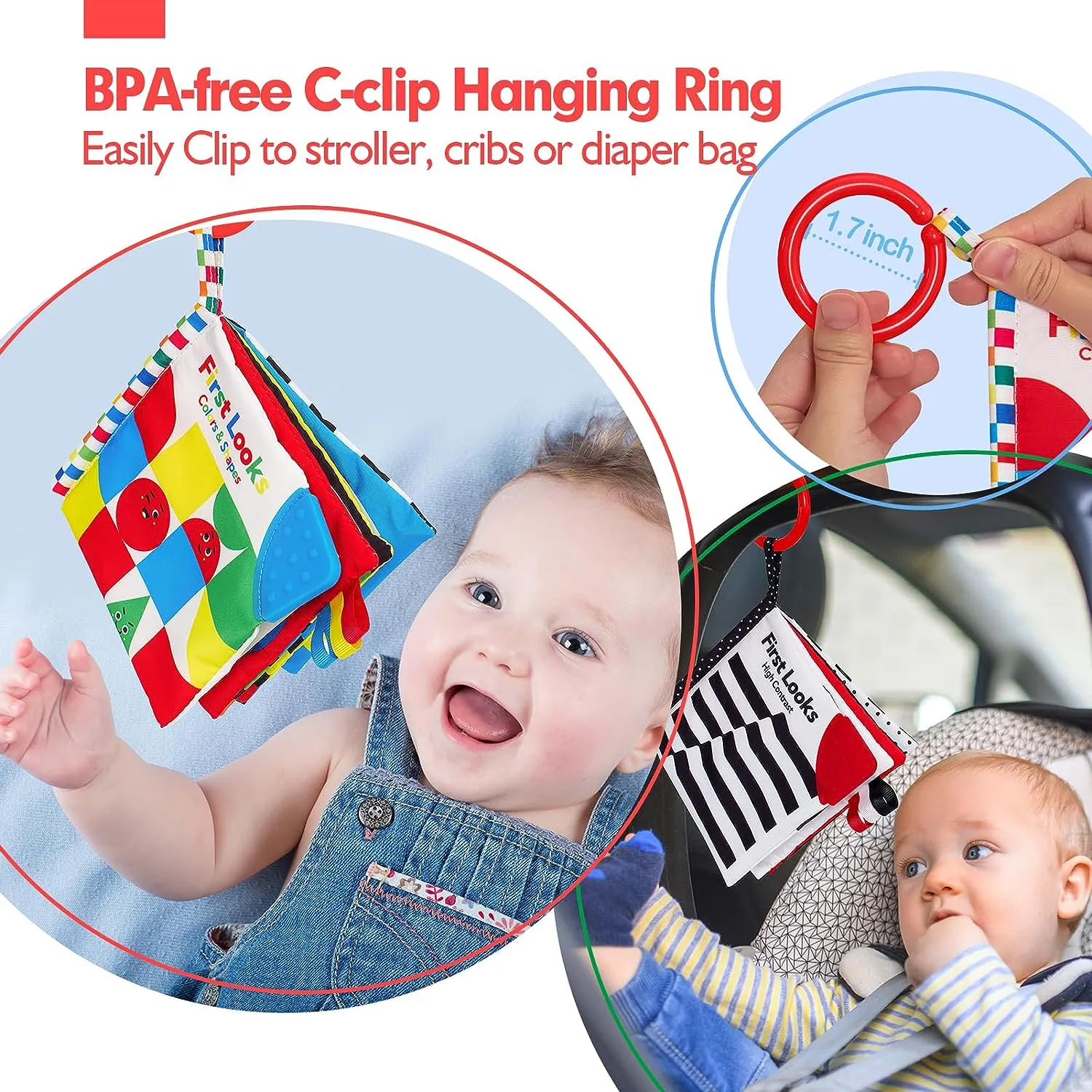 hahaland Kontrast Stoffbuch Baby 2er-Set Schwarz-Weiß