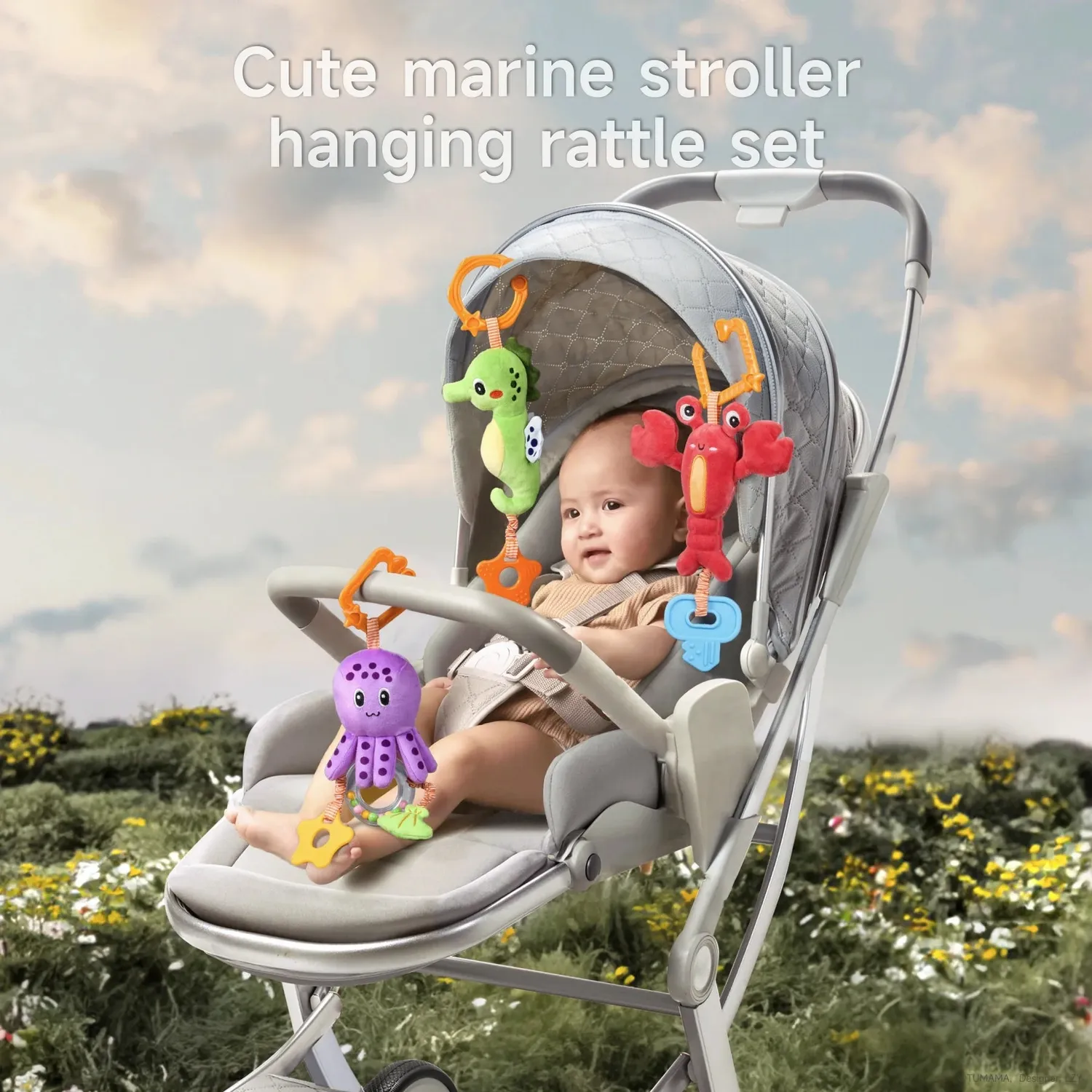TUMAMA Hänge Plüschrassel 3er Set Meerestiere