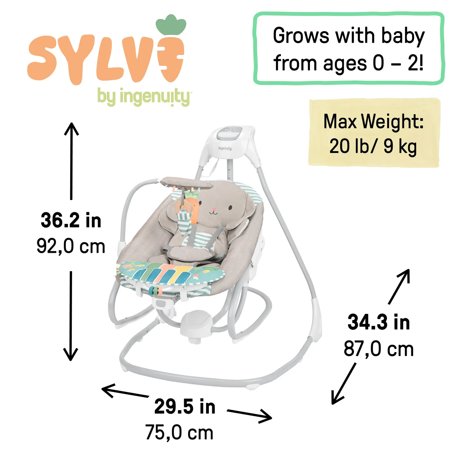 Ingenuity SimpleComfort Babyschaukel Piano 4-in-1