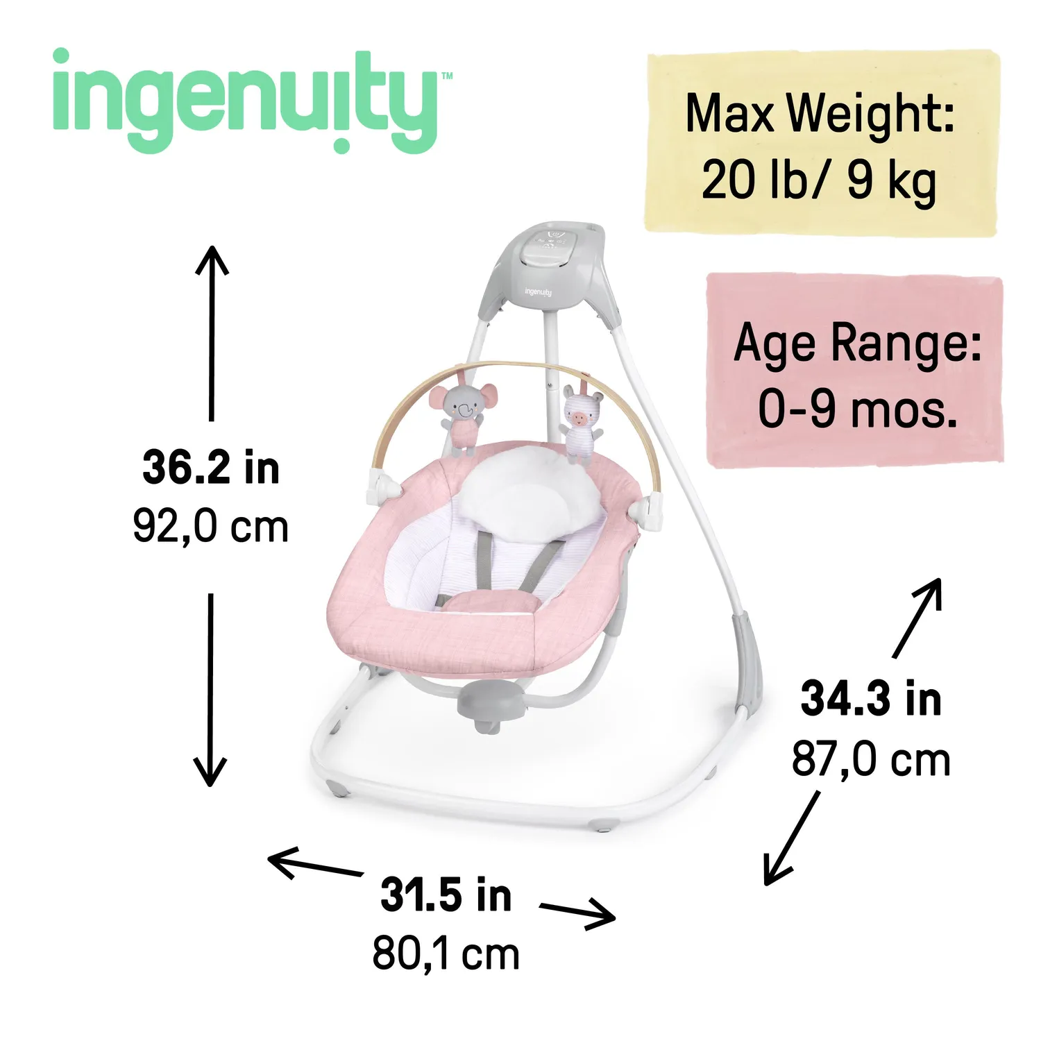 Ingenuity SimpleComfort Compact Babyschaukel Chambray 3-fach