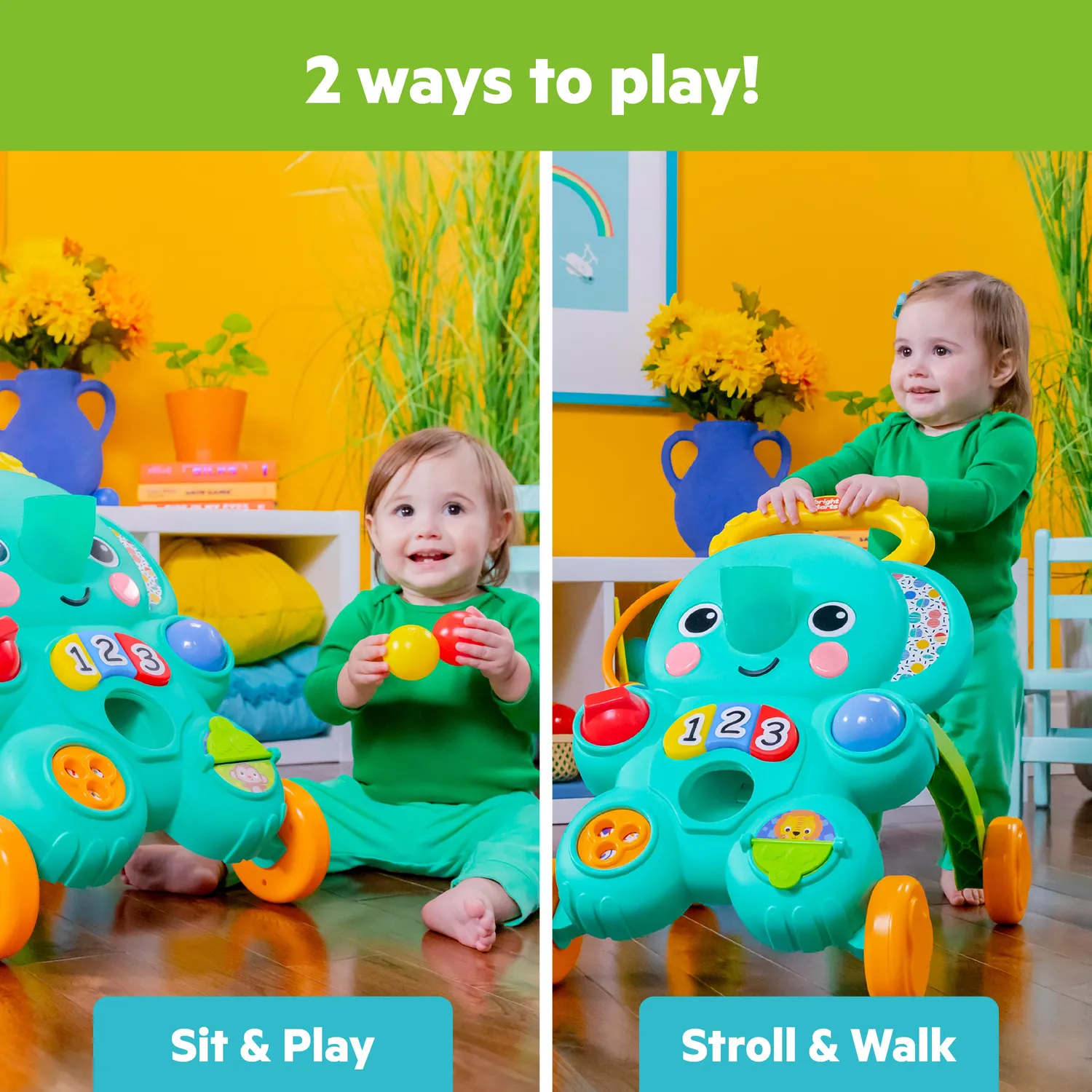 Bright Starts Stroll'n Roll Elefant Lauflernwagen