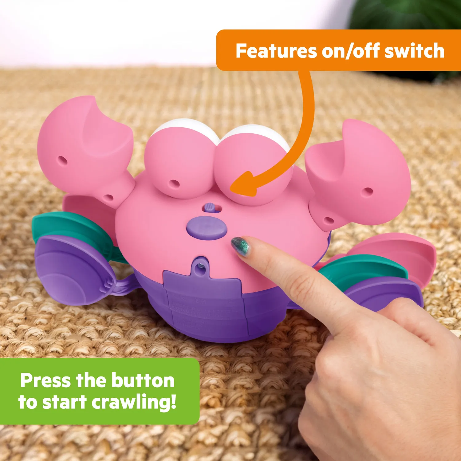Bright Starts Rockin Crawling Crab Krabbelspielzeug Pink mit Musik