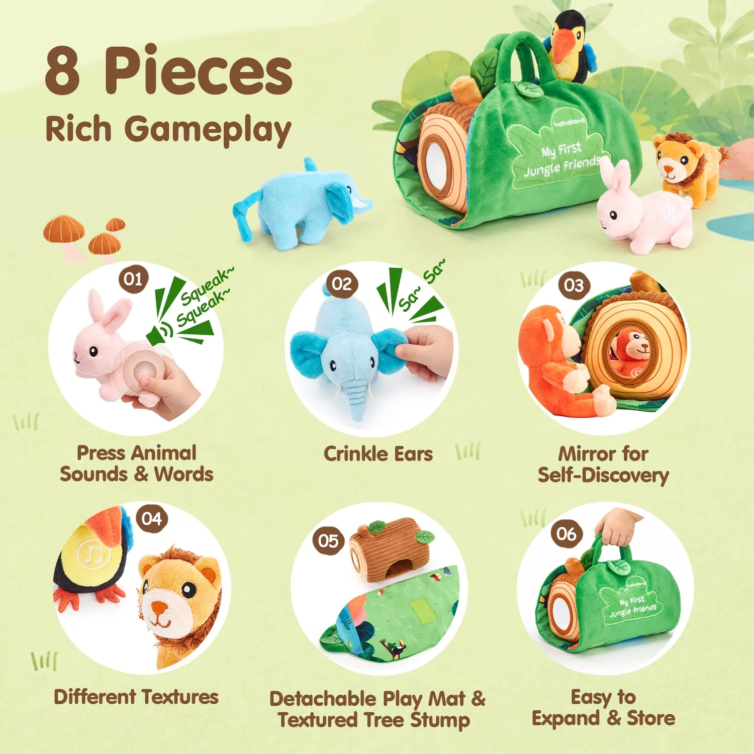 hahaland My First Plush Jungle Kuscheltier-Set 8-tlg