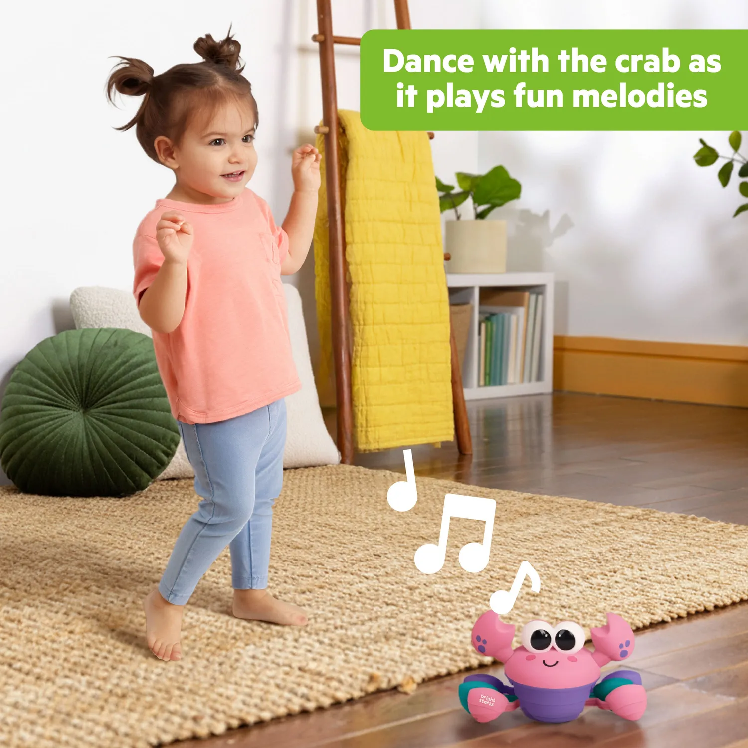 Bright Starts Rockin Crawling Crab Krabbelspielzeug Pink mit Musik
