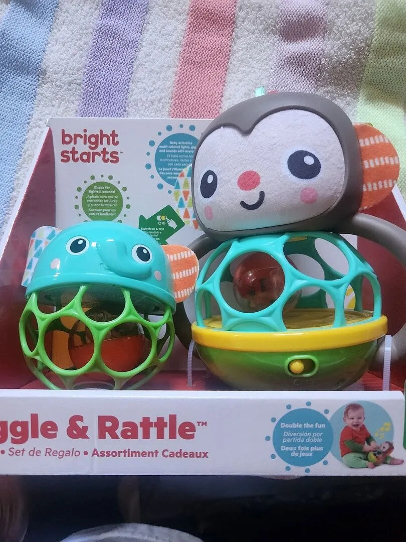 Bright Starts Giggle & Rattle Spielzeugset Affe+Elefant
