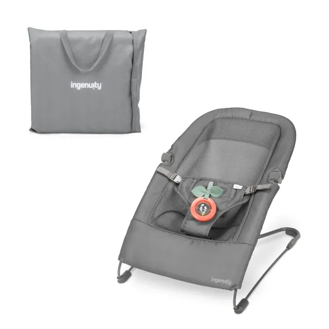 Ingenuity Stow & Go Babywippe Grau faltbar mit Vibration