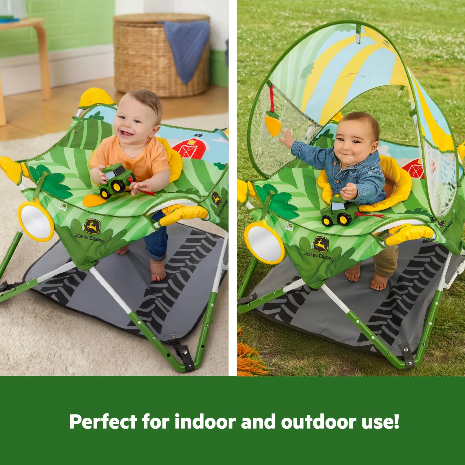 Bright Starts John Deere Pop N Jump Hüpfer 6M+ Sonnendach