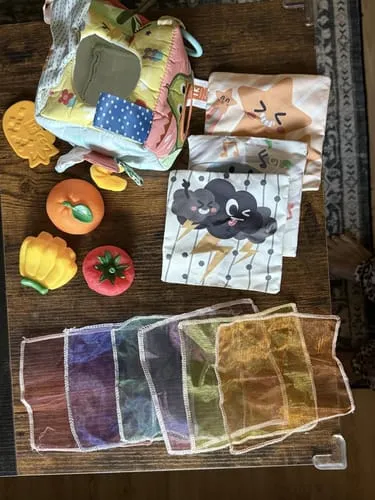TUMAMA Montessori Tücherbox Babyspielzeug mit Spiegel waschbar