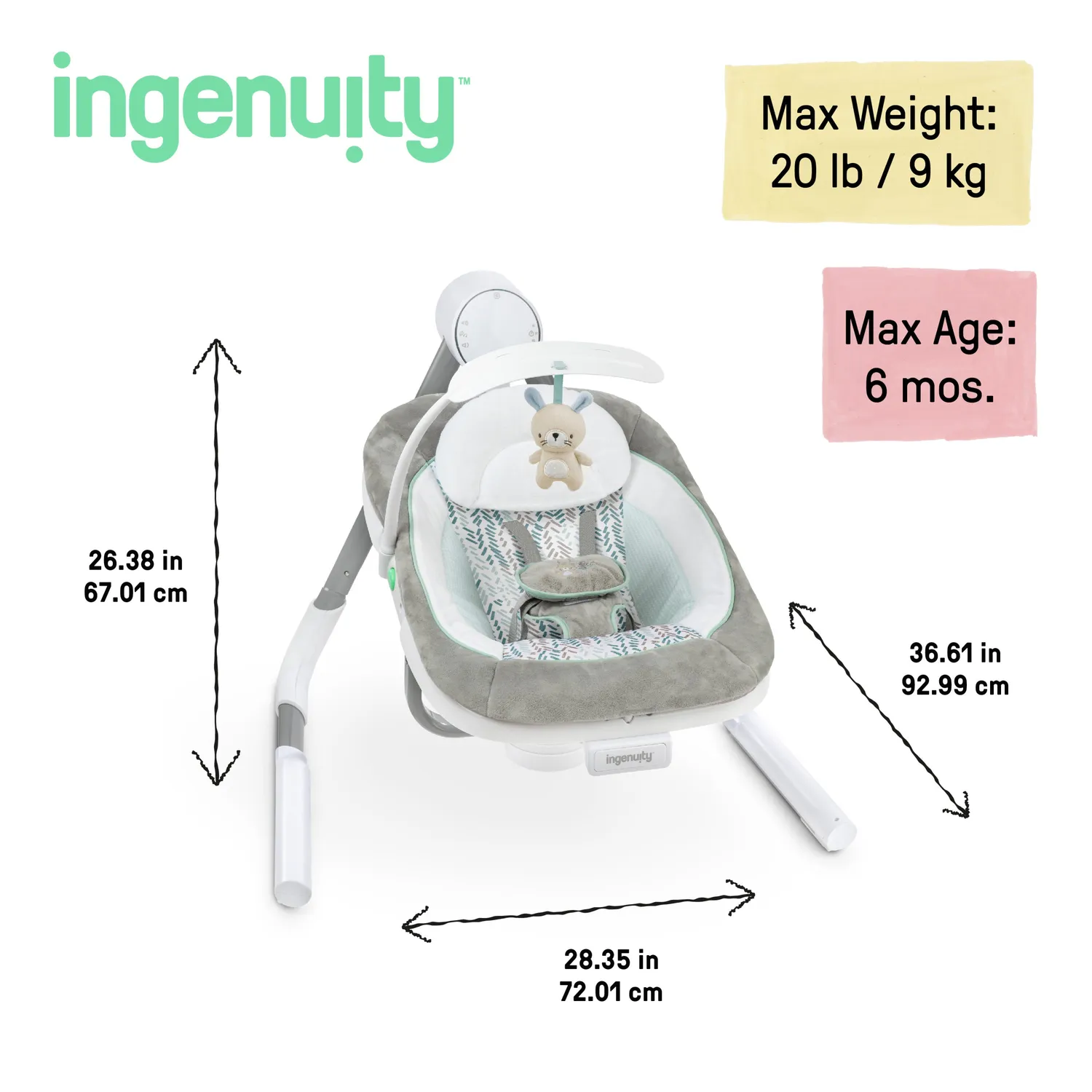 Ingenuity AnyWay Sway Babyschaukel Spruce tragbar