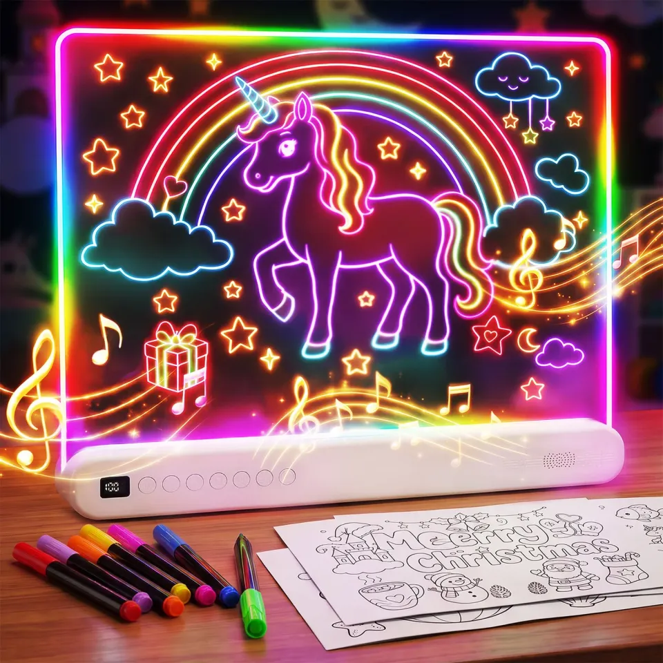 hahaland LED Maltablett Zeichentafel mit Musik aufladbar