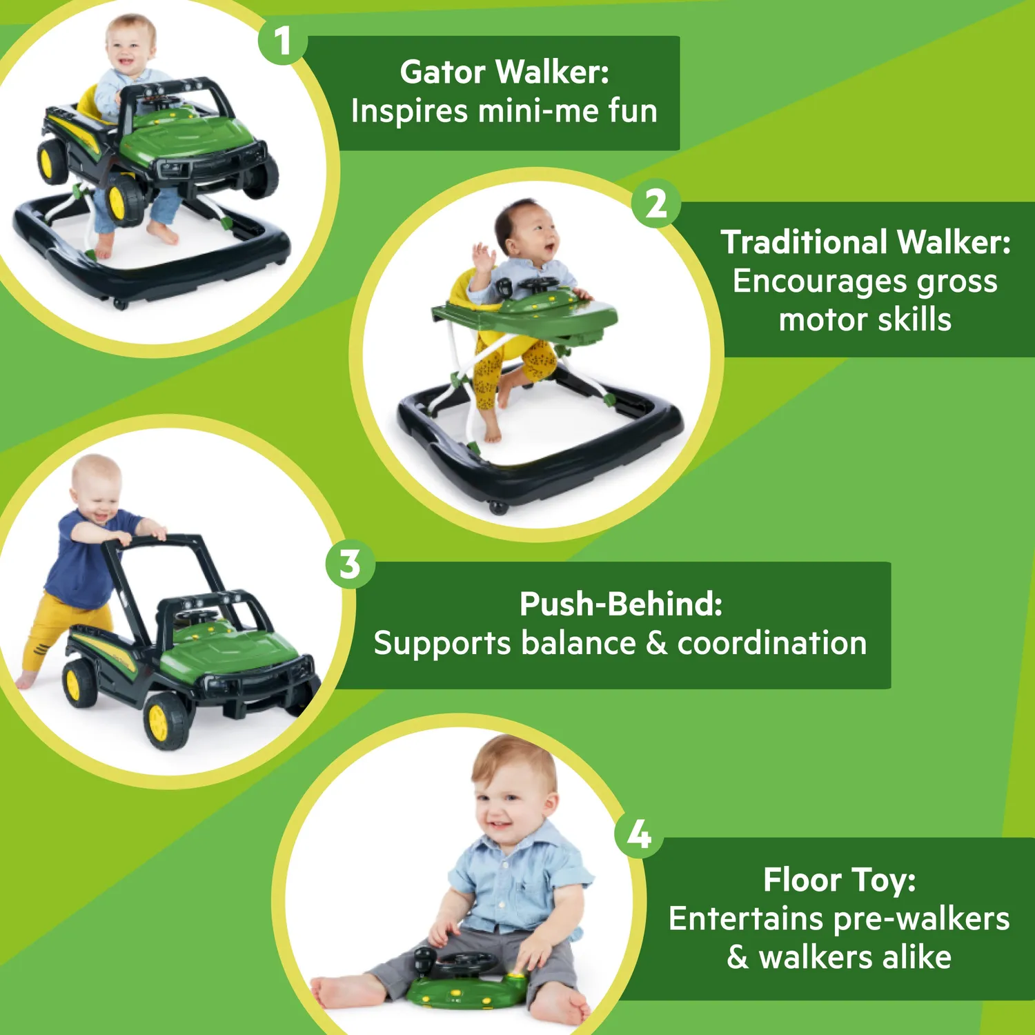 Bright Starts John Deere Gator Lauflernwagen 4-in-1 grün