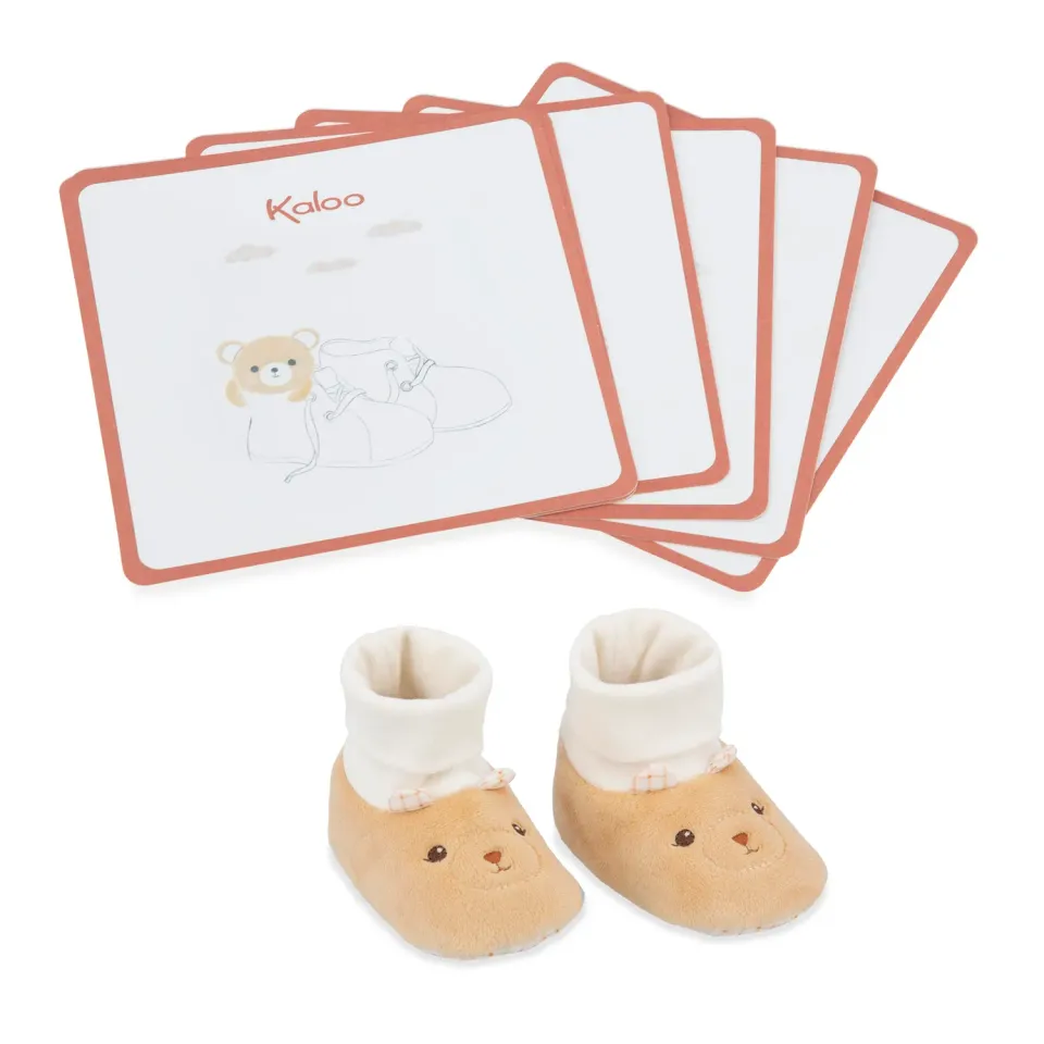 Kaloo Tendre Bébé Geschenkset Babyschuhe 0-6 Monate + Karten