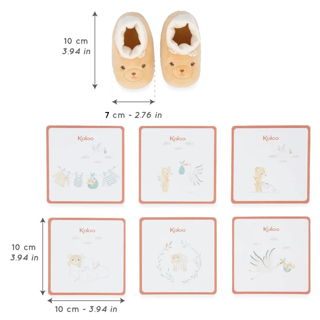 Kaloo Tendre Bébé Geschenkset Babyschuhe 0-6 Monate + Karten