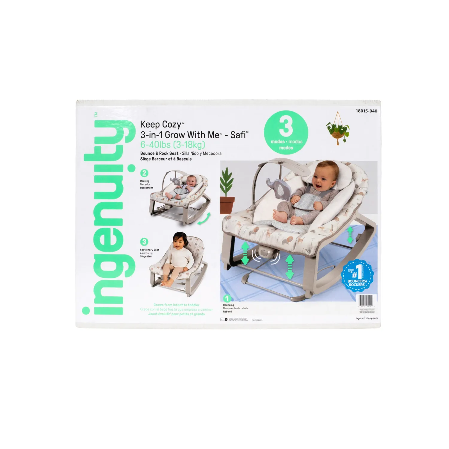 Ingenuity Keep Cozy Babywippe 3-in-1 Grün Vibration