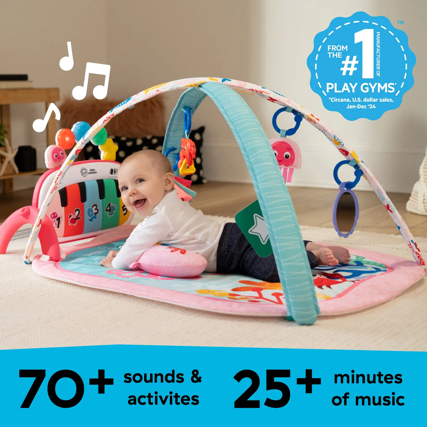 Baby Einstein Jellyfish Jamboree Spieldecke Piano 4-in-1 Musik rosa