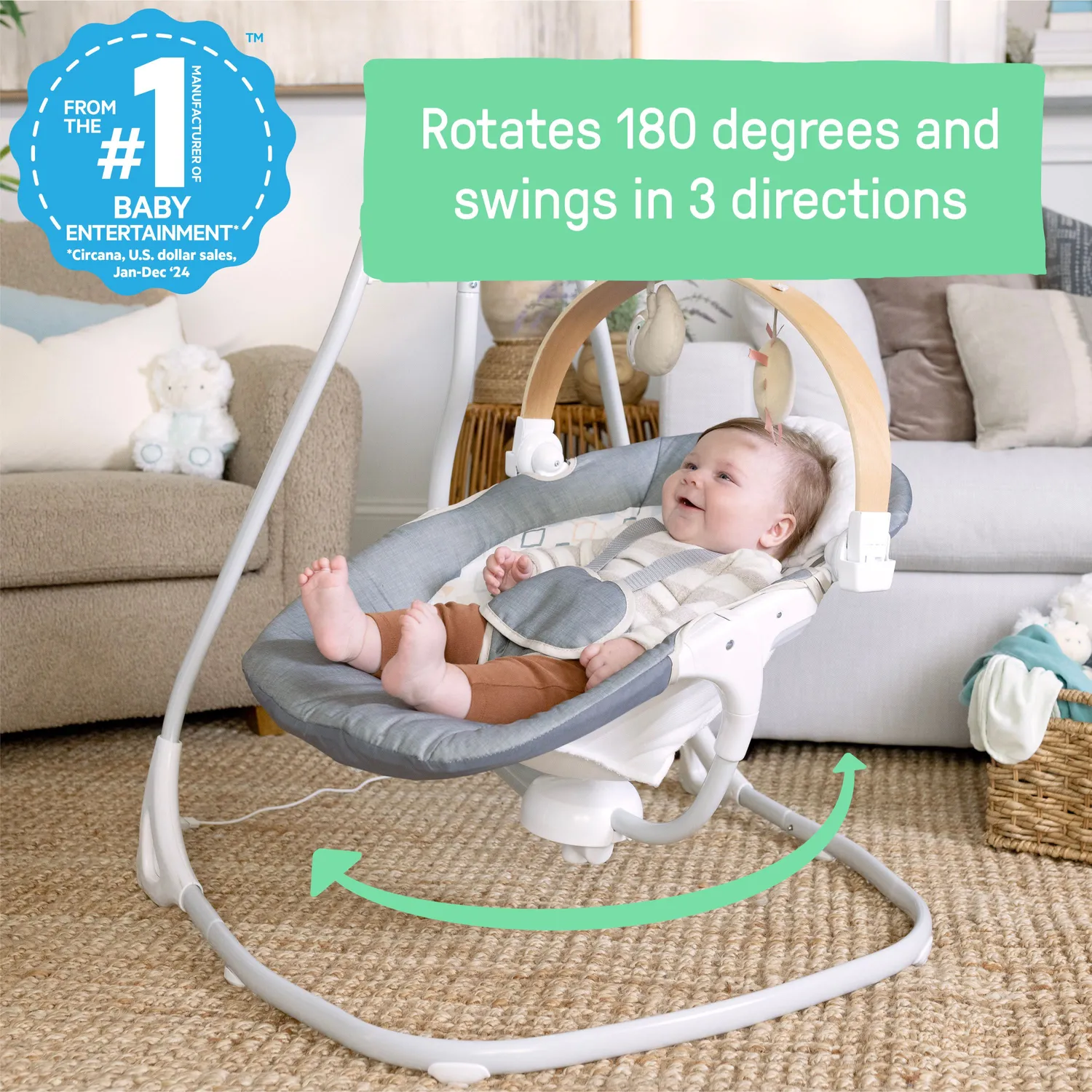 Ingenuity SimpleComfort Parker Babyschaukel mit Holz