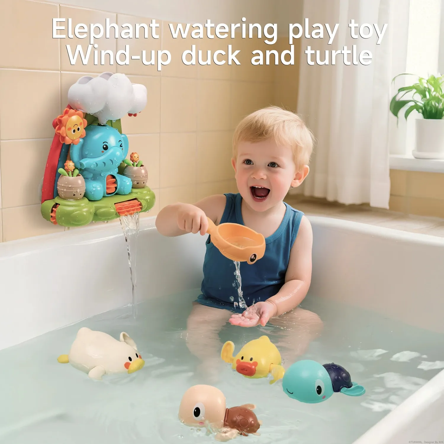 TUMAMA Badespielzeug Wolke Wasserfall mit Saugnäpfen
