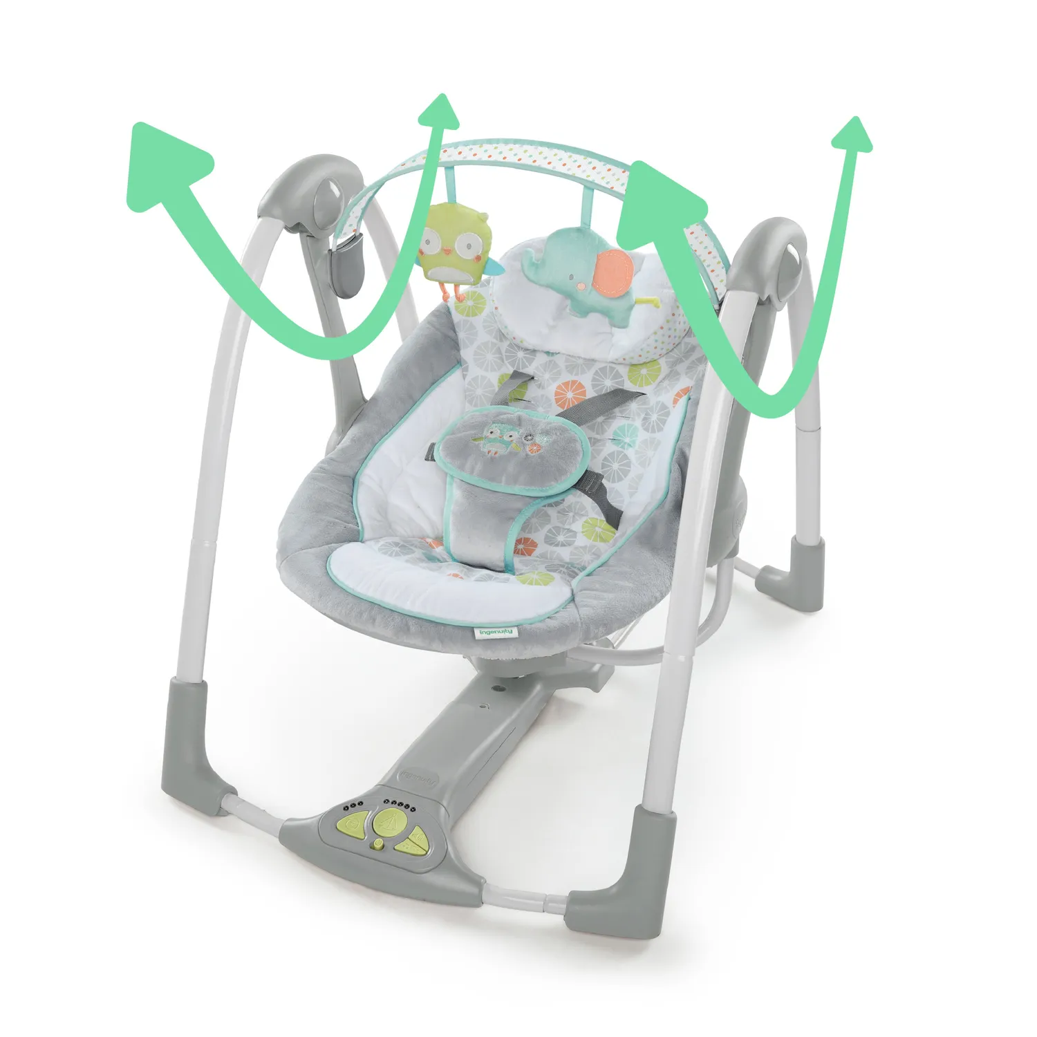 Ingenuity Swing n Go Portable Babyschaukel Hugs & Hoots 5-Stufen
