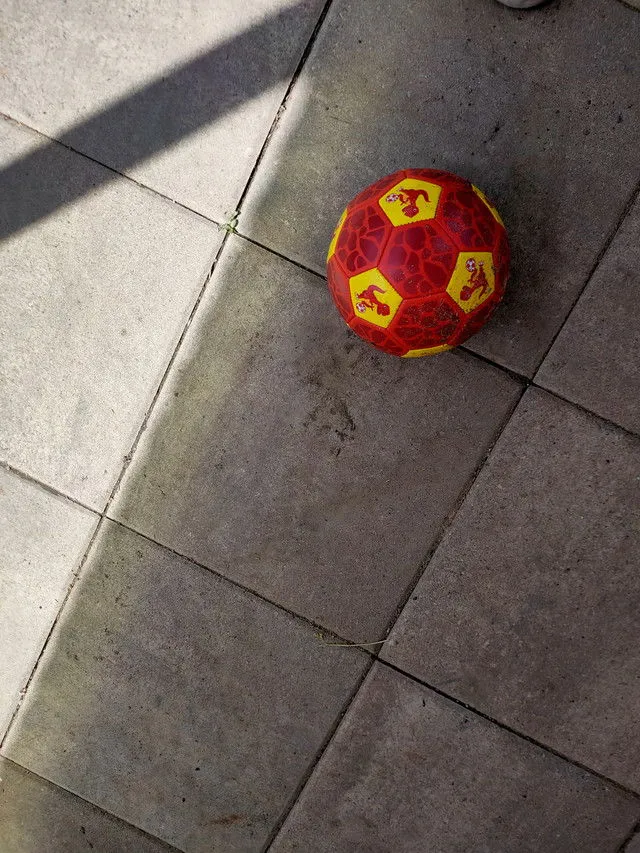hahaland Dino Fußball Größe 3 mit Pumpe Rot Gelb