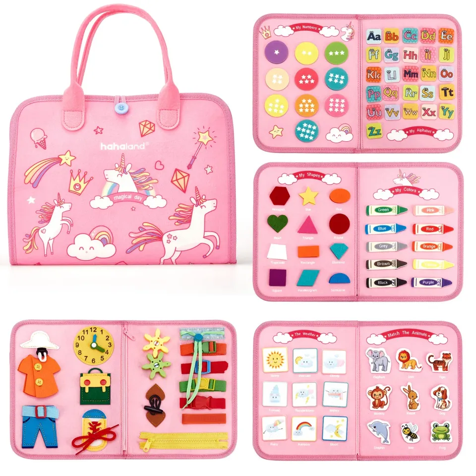 hahaland Busy Board Quiet Book rosa 7-in-1