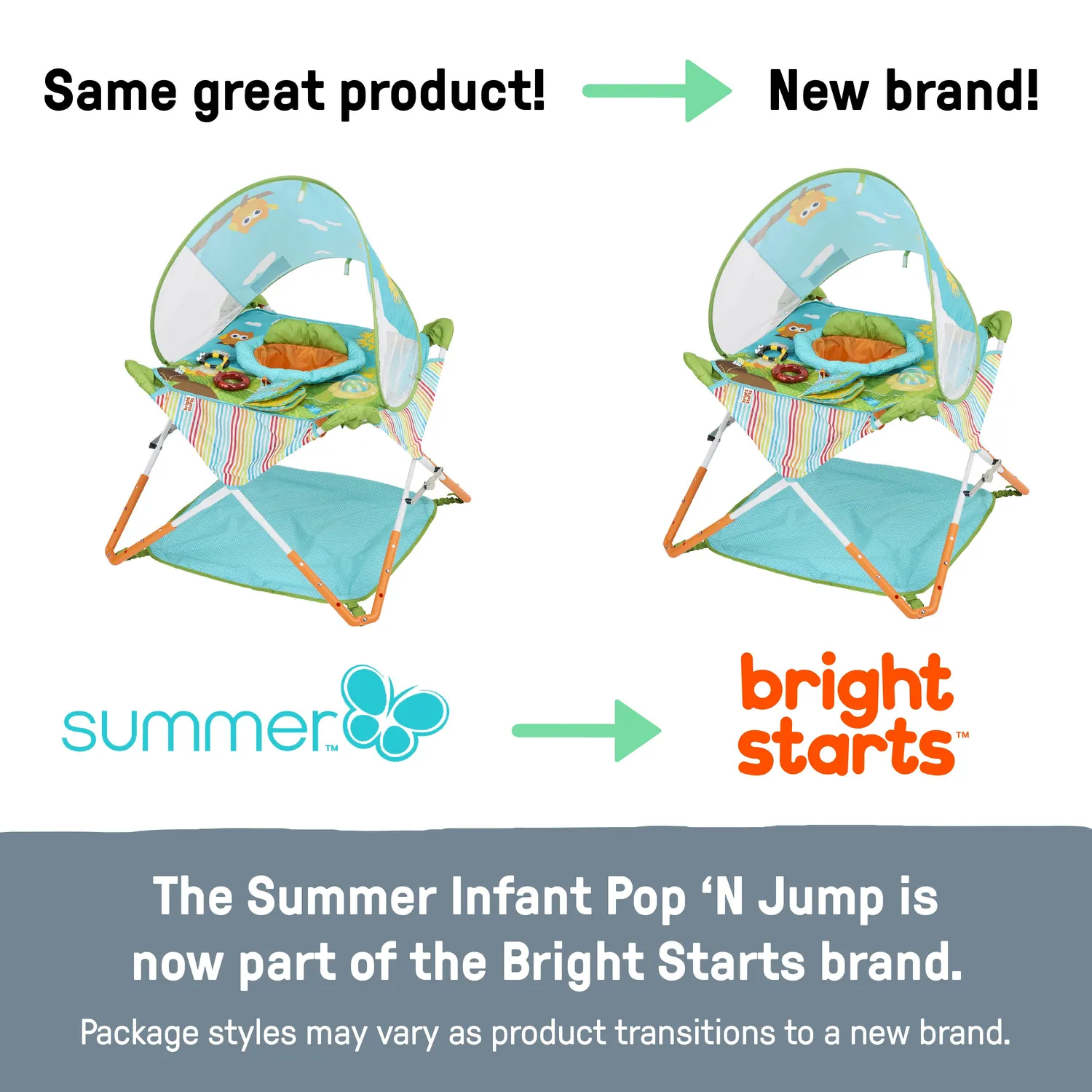 Bright Starts Pop N Jump Hüpfsitz Owl Forest mit Dach