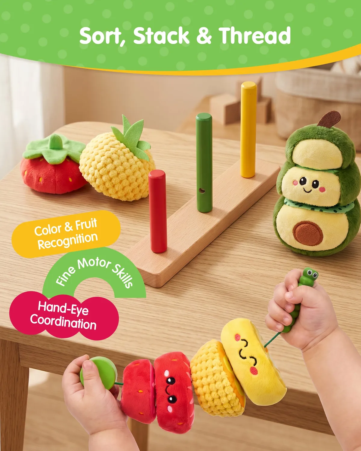 hahaland Fruit Sorting Stapelspielzeug Holz sortieren