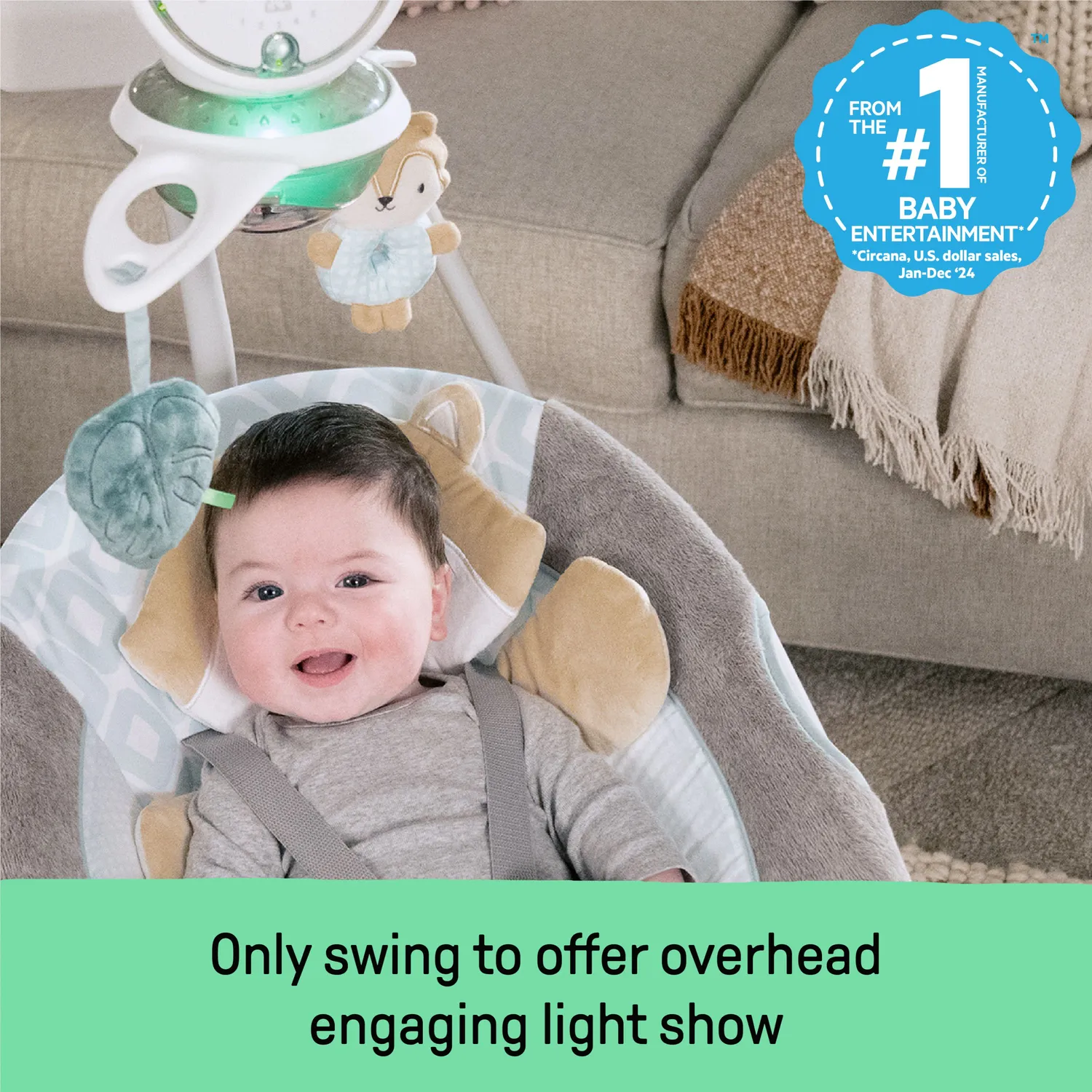 Ingenuity InLighten Babyschaukel Kitt Fuchs mit Mobile