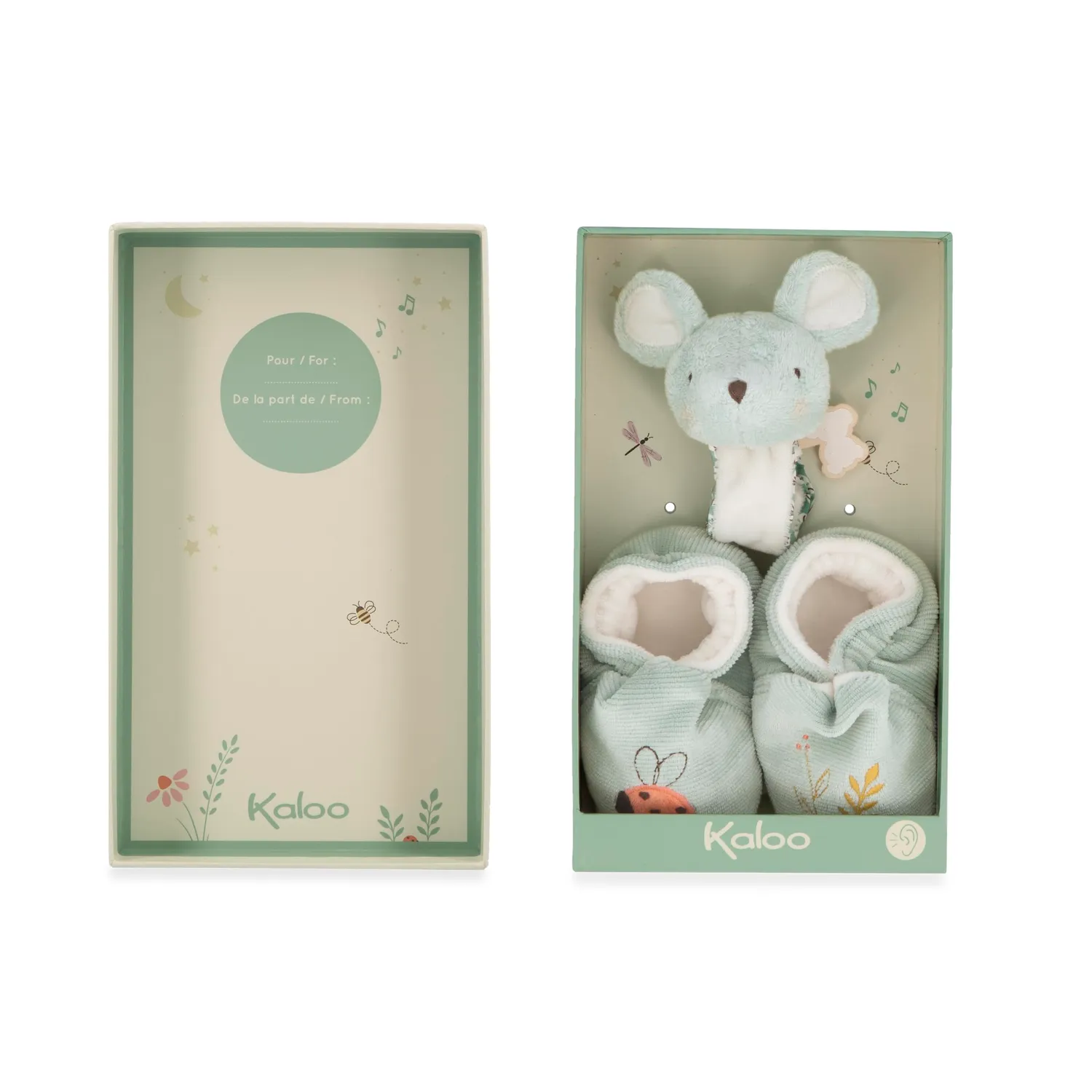 Kaloo Petites Chansons Maus Armband & Schühchen Set Glöckchen