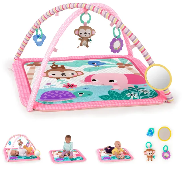 Bright Starts Floral Safari Spieldecke Spielbogen Pink waschbar