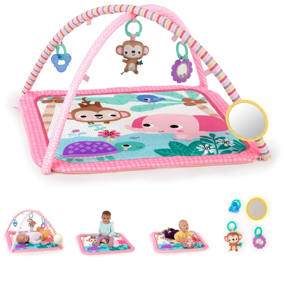 Bright Starts Floral Safari Spieldecke Spielbogen Pink waschbar