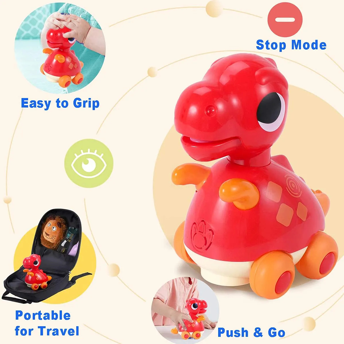 HOLA Cute Tyrannosaurus Touch & Go Krabbeldino mit Licht