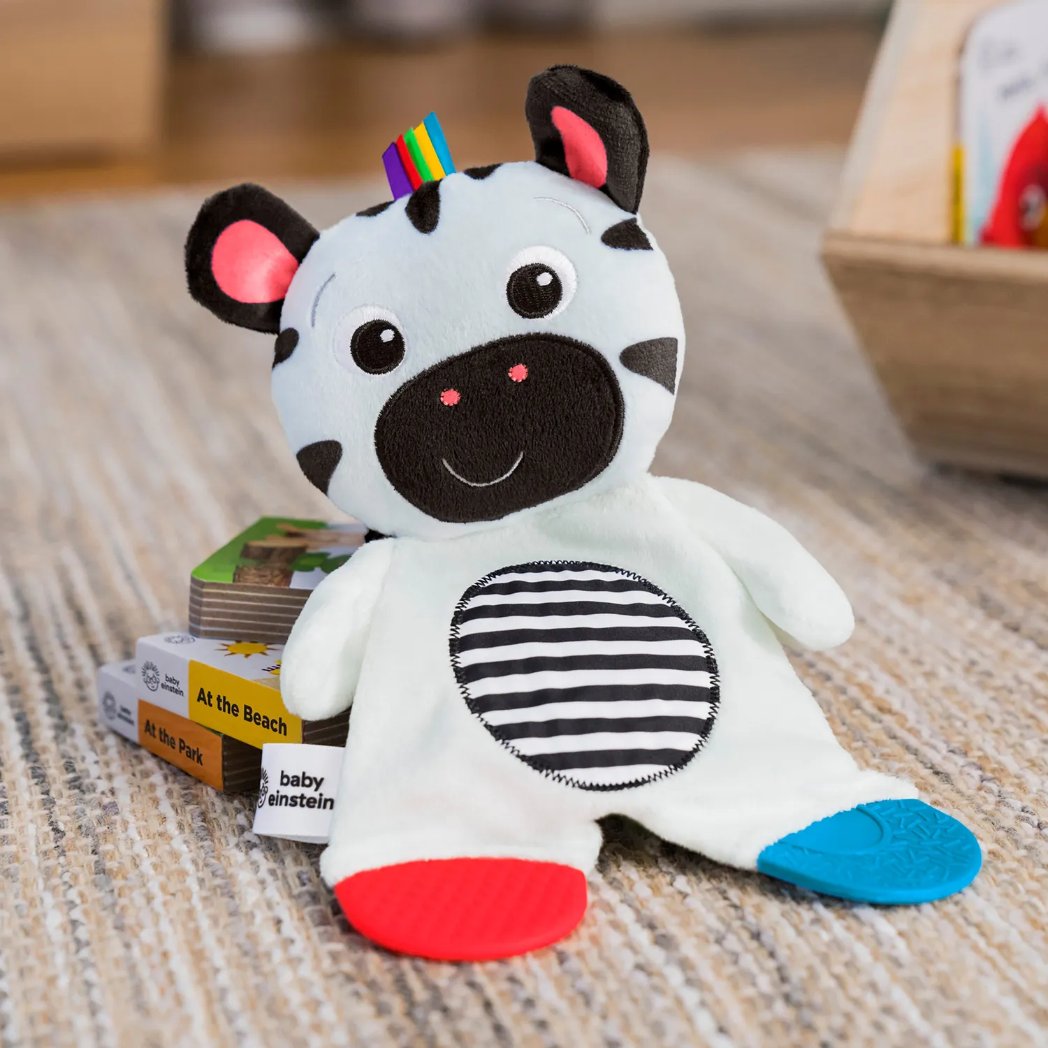 Baby Einstein Zen the Zebra Plüsch-Beißring schwarz-weiß