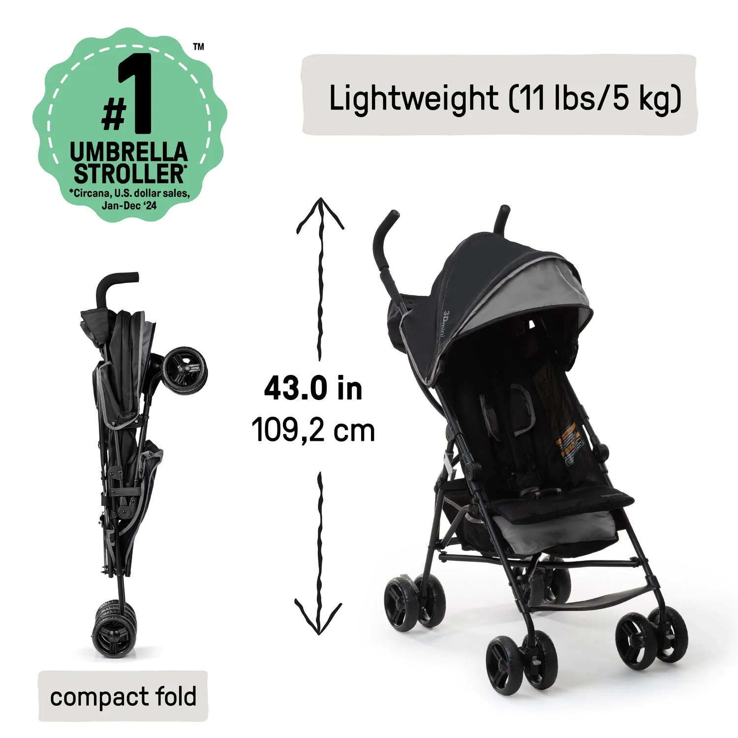 Ingenuity 3Dmini Convenience Buggy Grau faltbar leicht