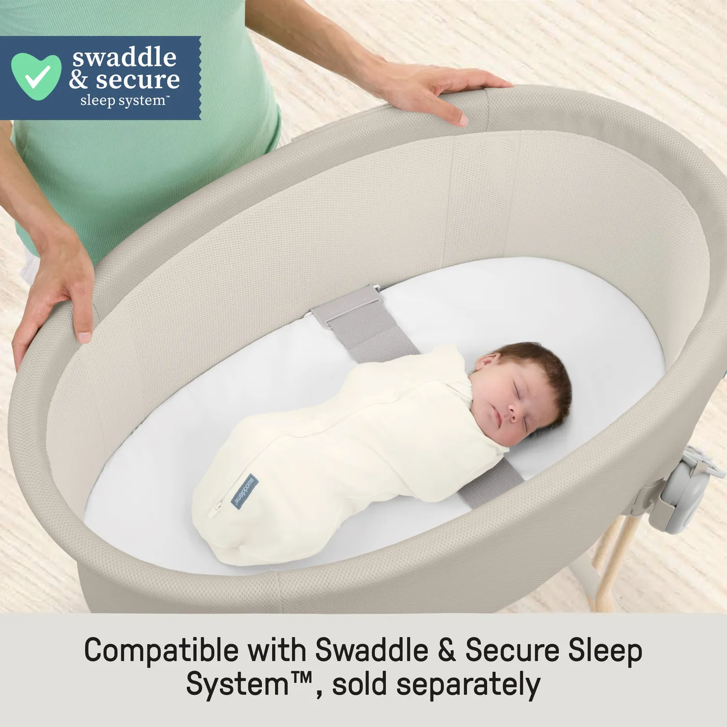 SwaddleMe by Ingenuity Right Height Beistellbett Sand