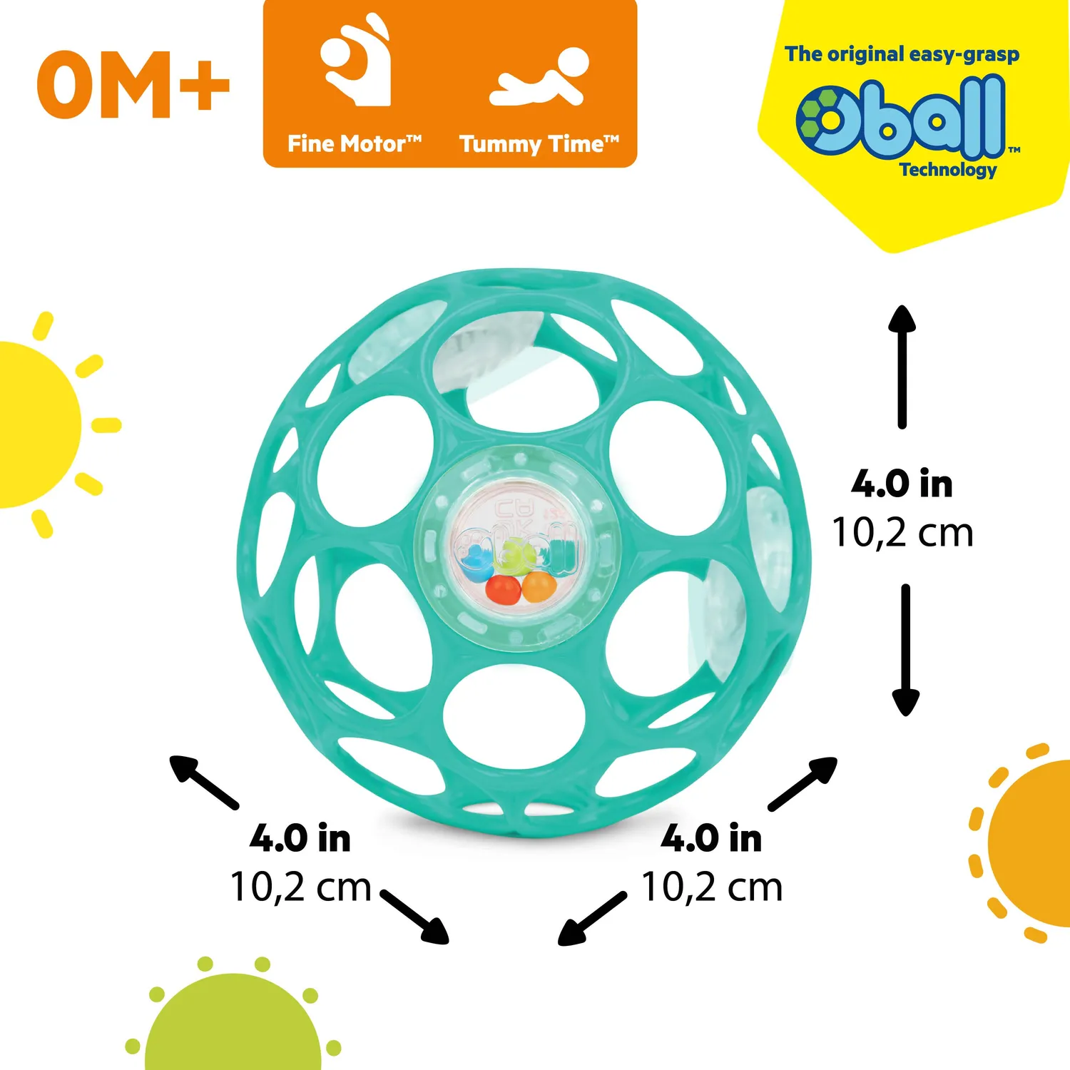 Bright Starts Oball Rasselball Türkis 10 cm leicht greifbar