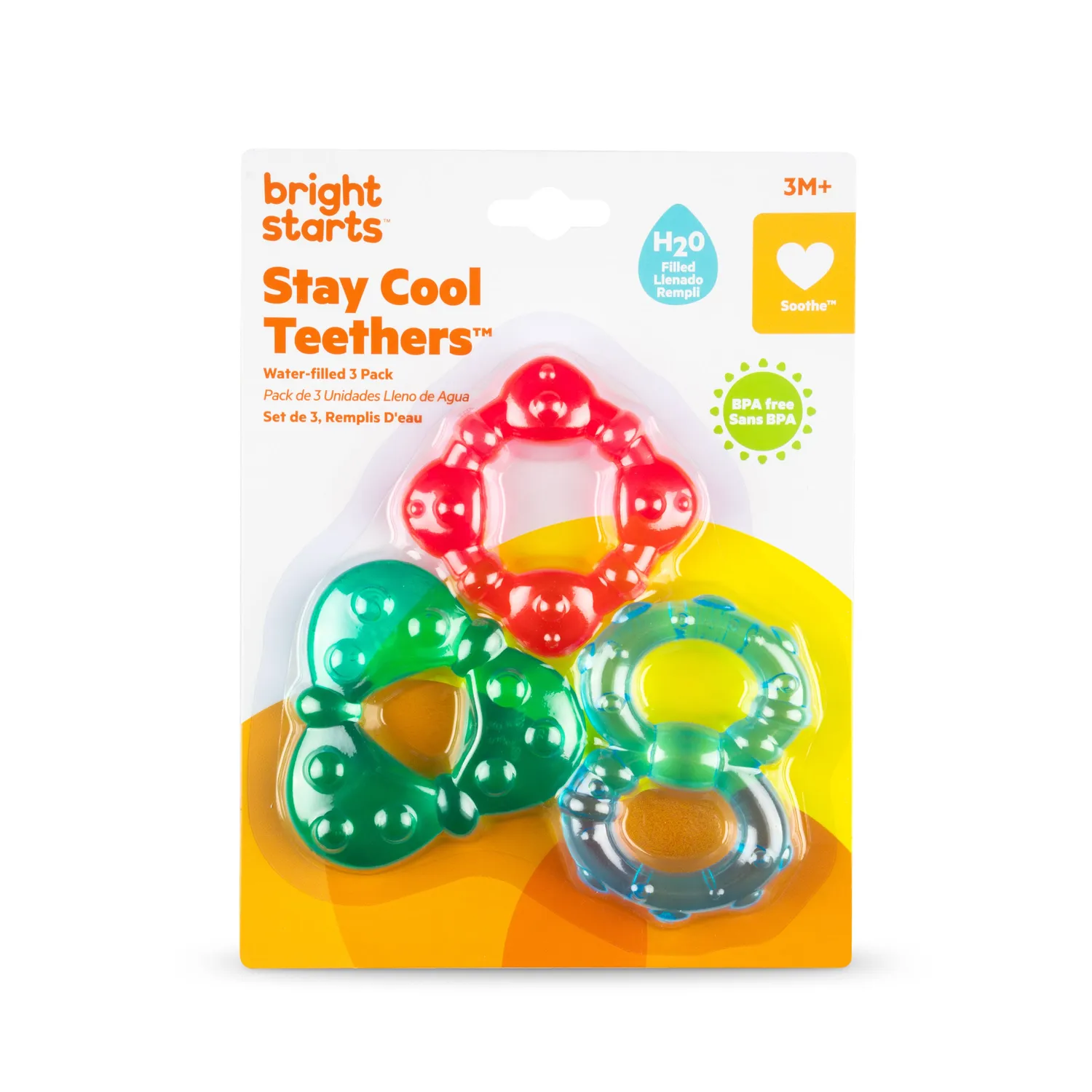 Bright Starts Stay Cool Beissring 3er-Pack wassergefuellt