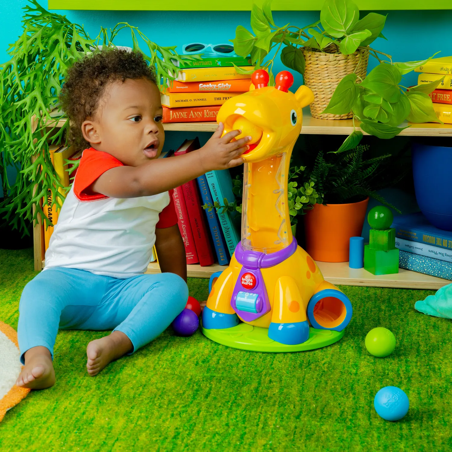 Bright Starts Spin Giggle Giraffe Ballspielzeug ab 12 Monate