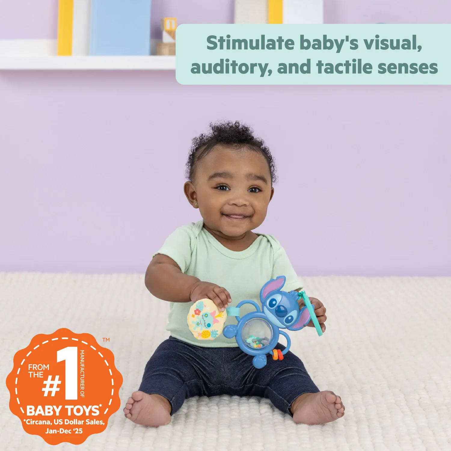 Disney Baby Stitch Tummy Tumble Spielzeug mit C-Ring