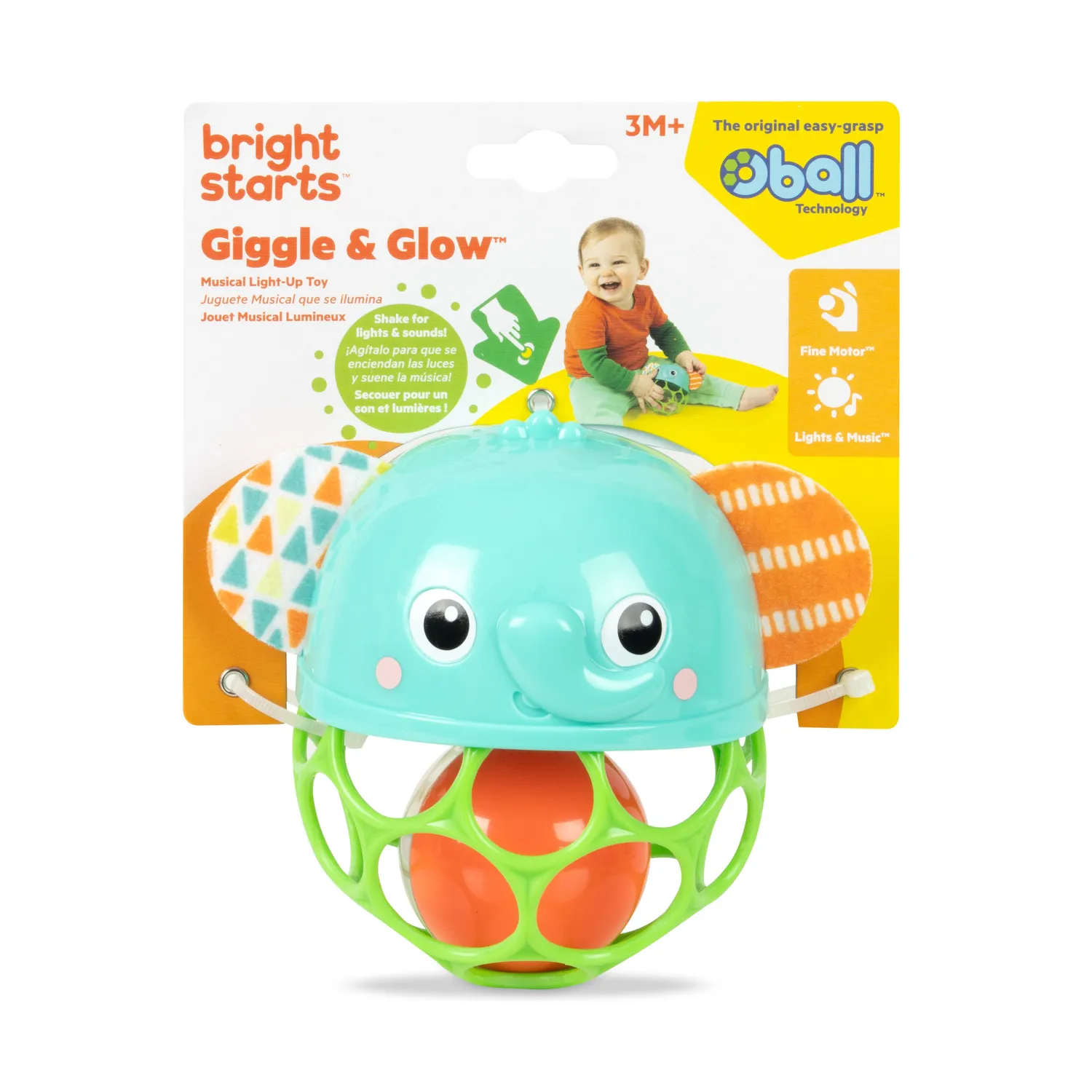 Bright Starts Giggle & Glow Elefant Rassel mit Licht