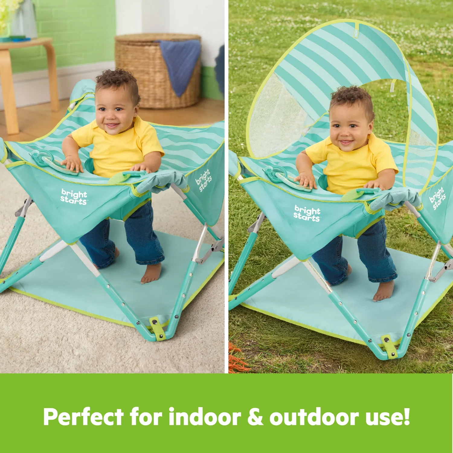 Bright Starts Pop N Jump Jumper Sky Stripes blau