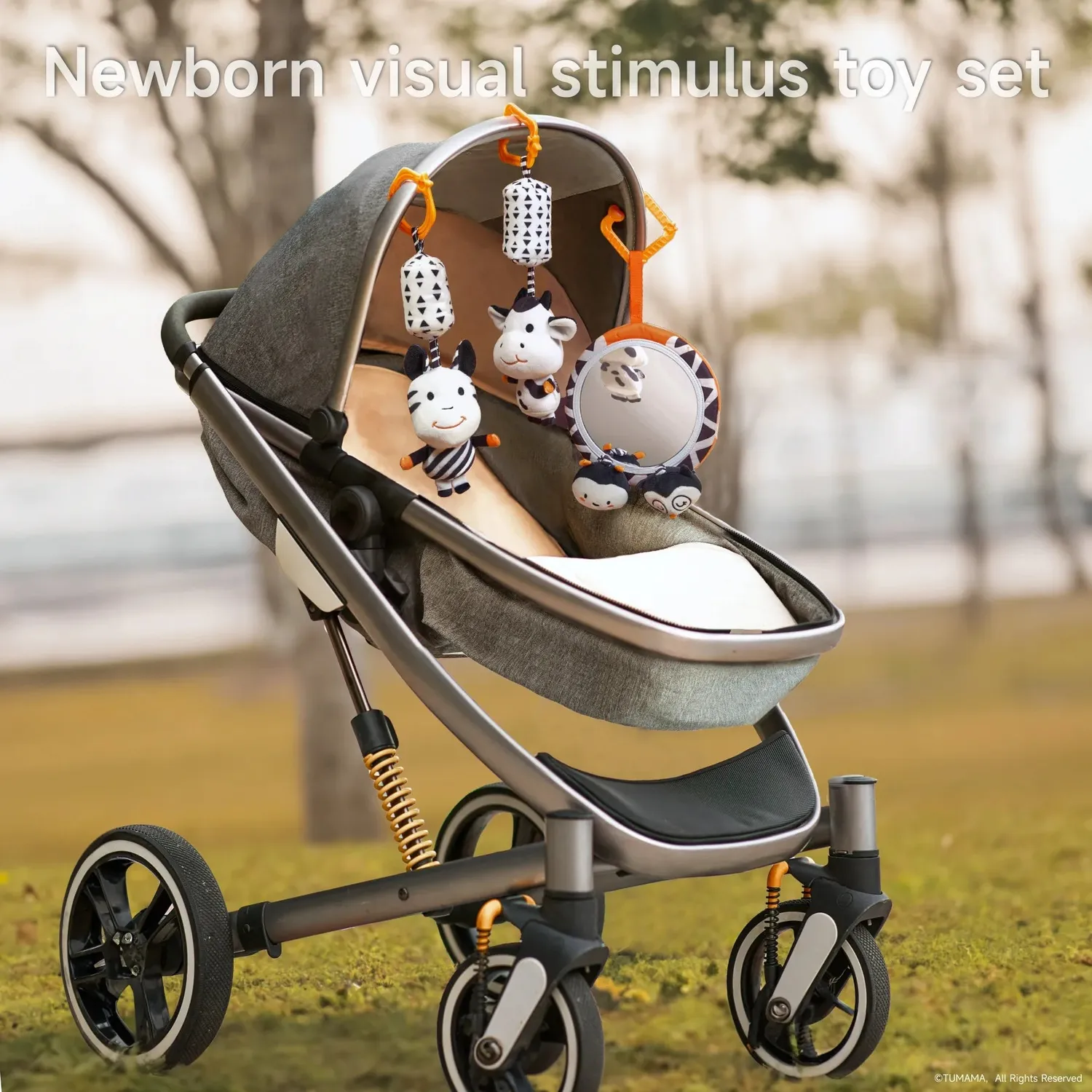 TUMAMA Hängerassel Schwarz-Weiss Kontrast-Set