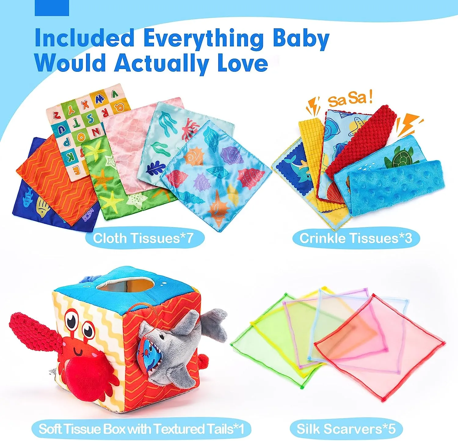 hahaland Montessori Tissue Box Marine Tücherbox-Spielzeug sensorisch