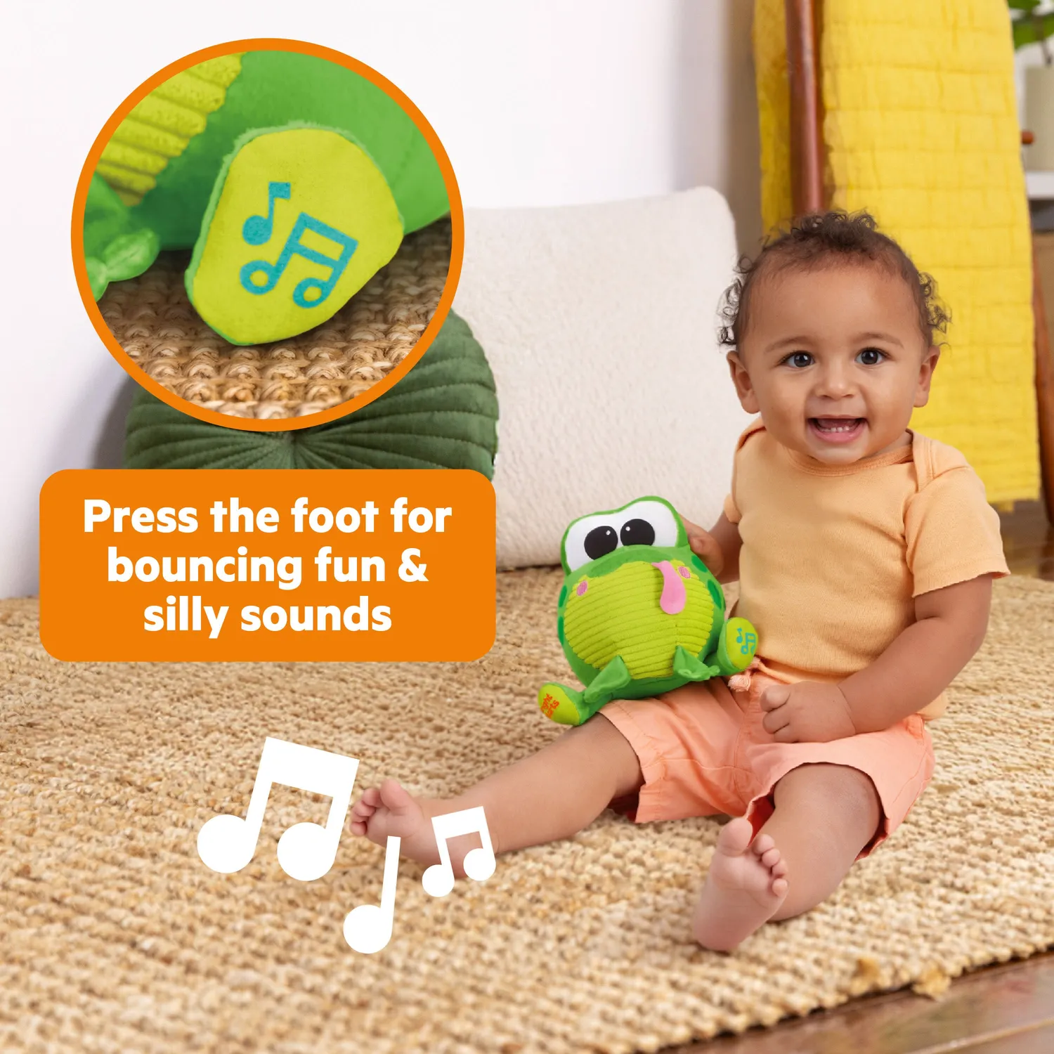 Bright Starts Bop Around Frog Plüschspielzeug mit Musik