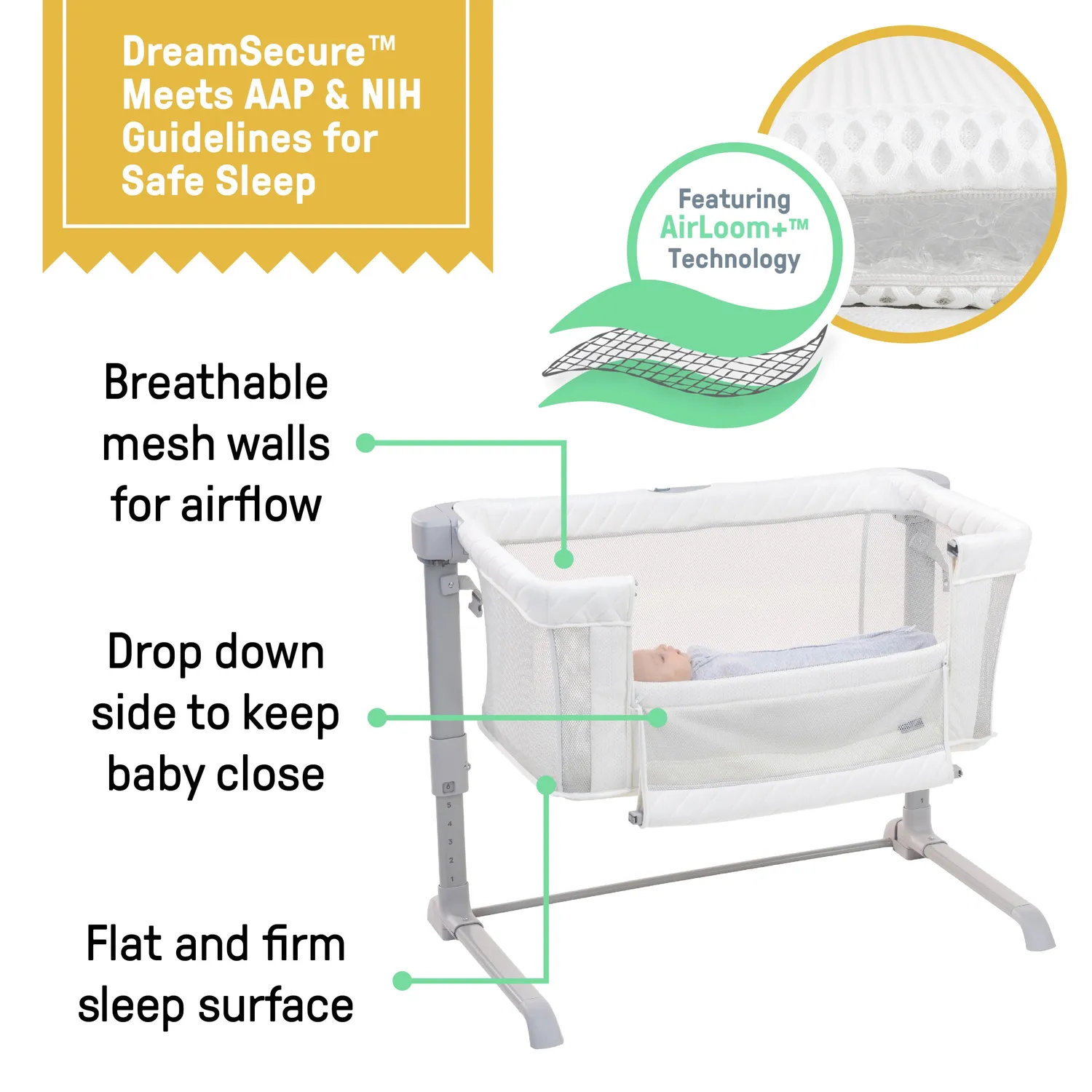 Ingenuity DreamSecure 2-in-1 Beistellbett Weiß mit Pod atmungsaktiv