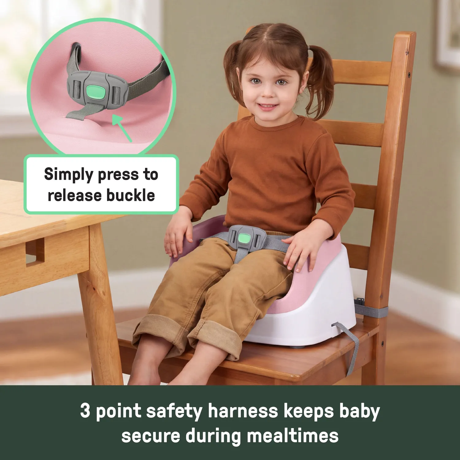 Ingenuity SmartClean Sitzerhöhung Pink abwischbar mit Gurt