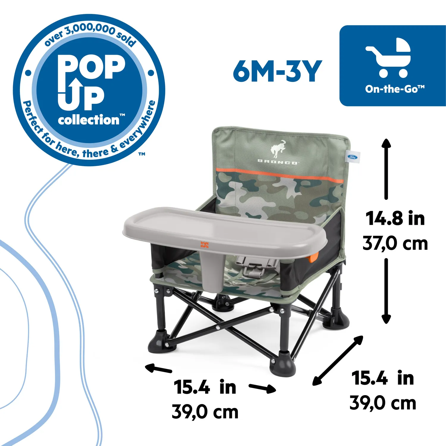 Bright Starts Pop N Sit Ford Bronco Boostersitz Desert Gray 3-in-1