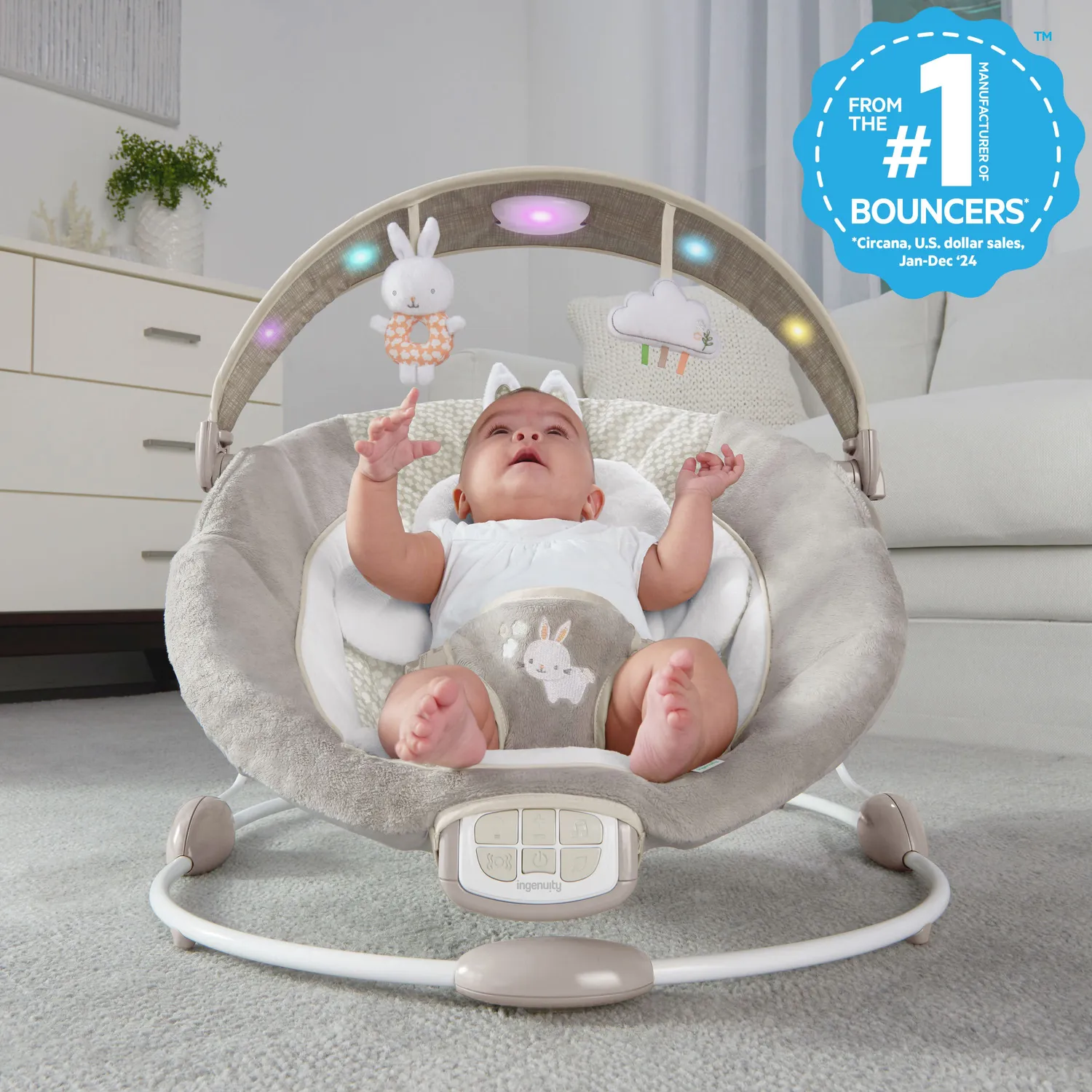 Ingenuity InLighten Twinkle Tails Babywippe mit Licht 20 lbs