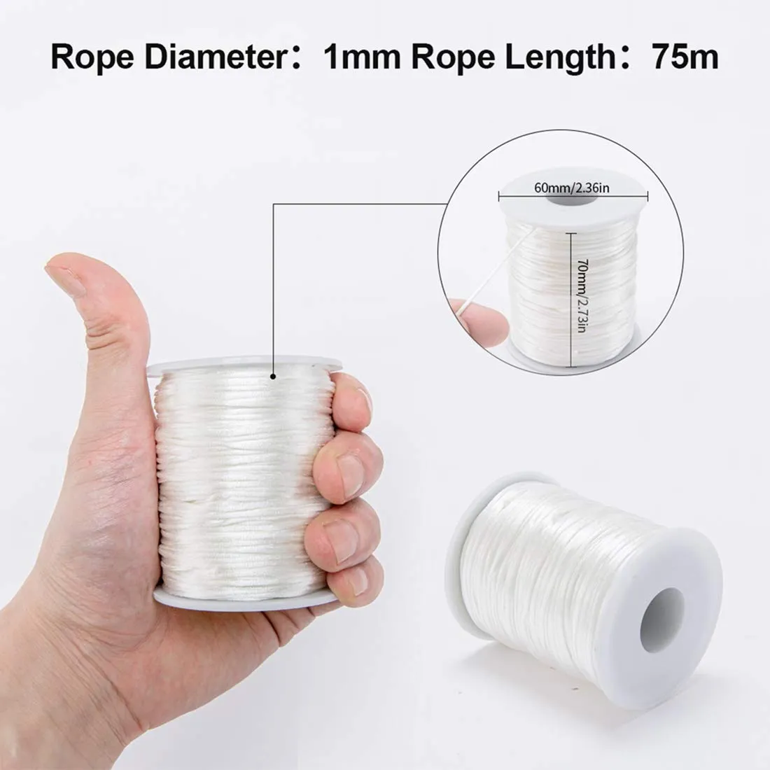 let's make Satin Rattail Nylonschnur weiß 75 m