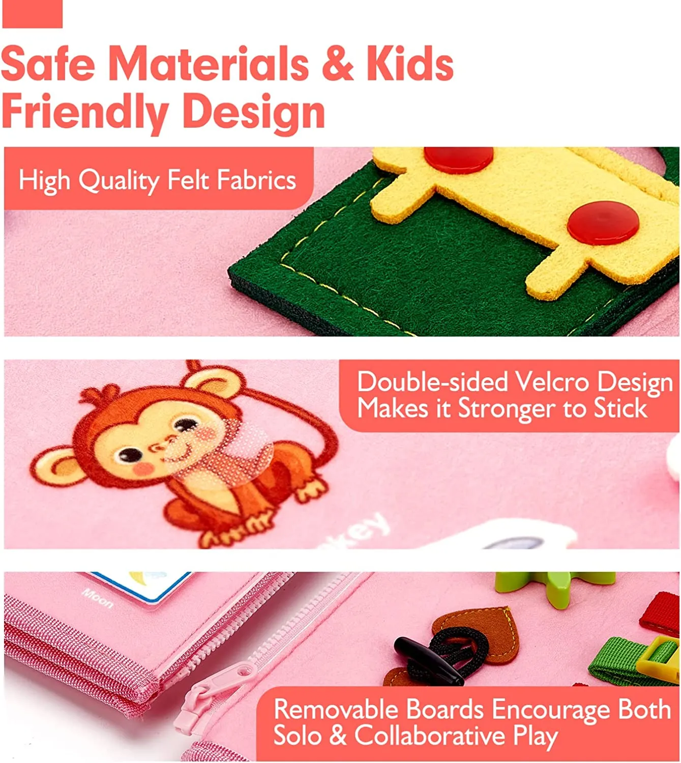 hahaland Busy Board Quiet Book rosa 7-in-1