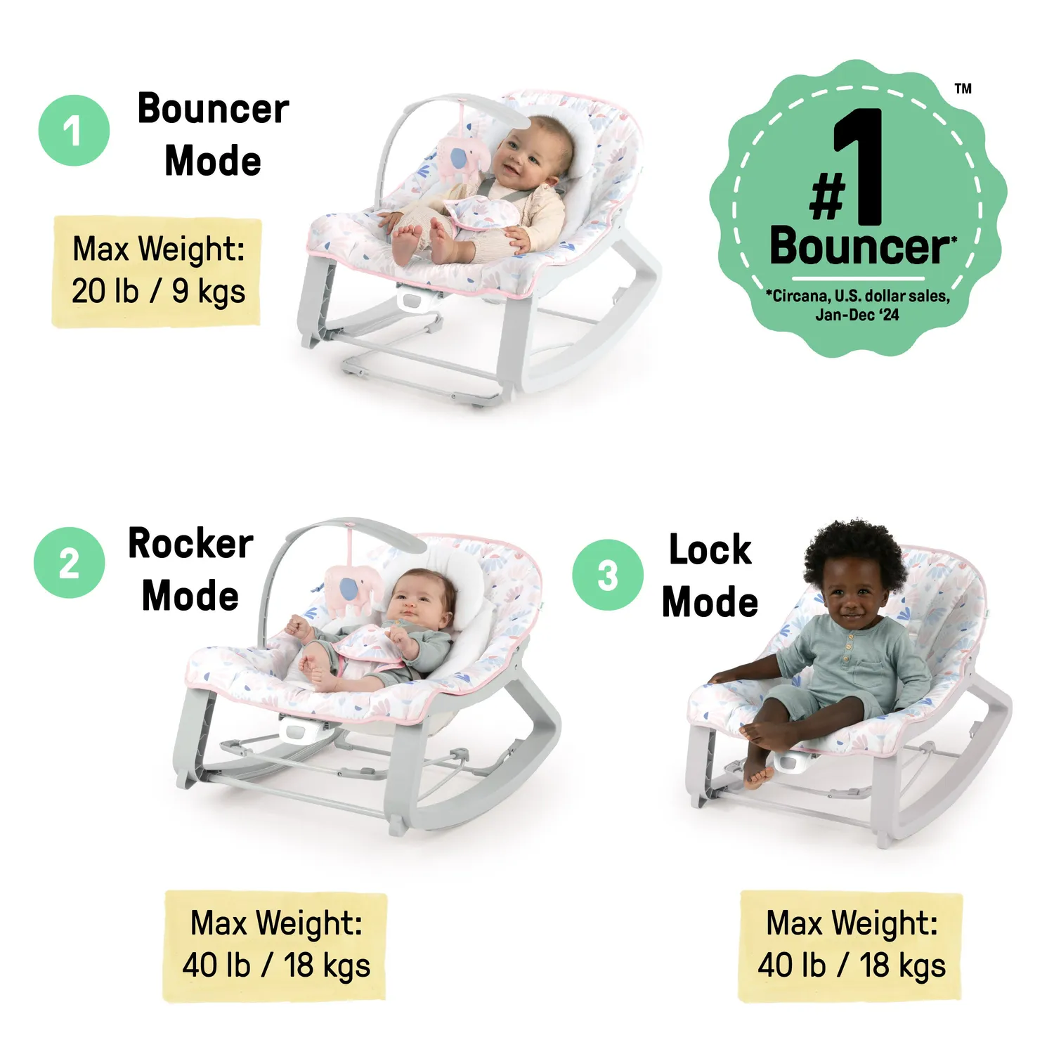 Ingenuity Keep Cozy 3-in-1 Babyliege Burst